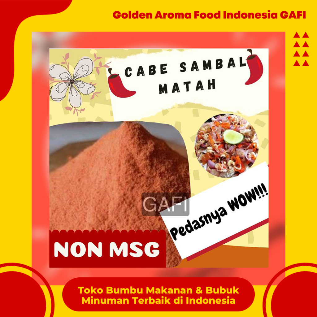 

GAFI Food Cabe Bubuk Sambal Matah NON MSG 1 Kg Enah Murah Lezat Halal, Matah Paste Chili Powder NON MSG 1Kg