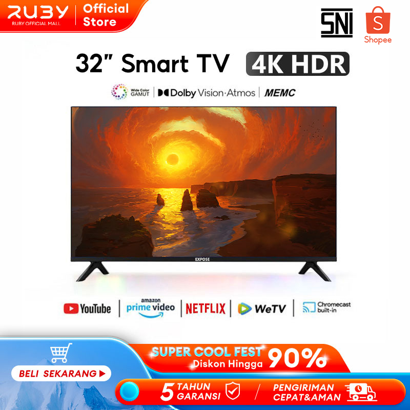 Android TV 32 inch Digital TV 32 inch LED TV 32 inch 4K WiFi/YouTube/Netflix/HDMI Garansi 5 tahun