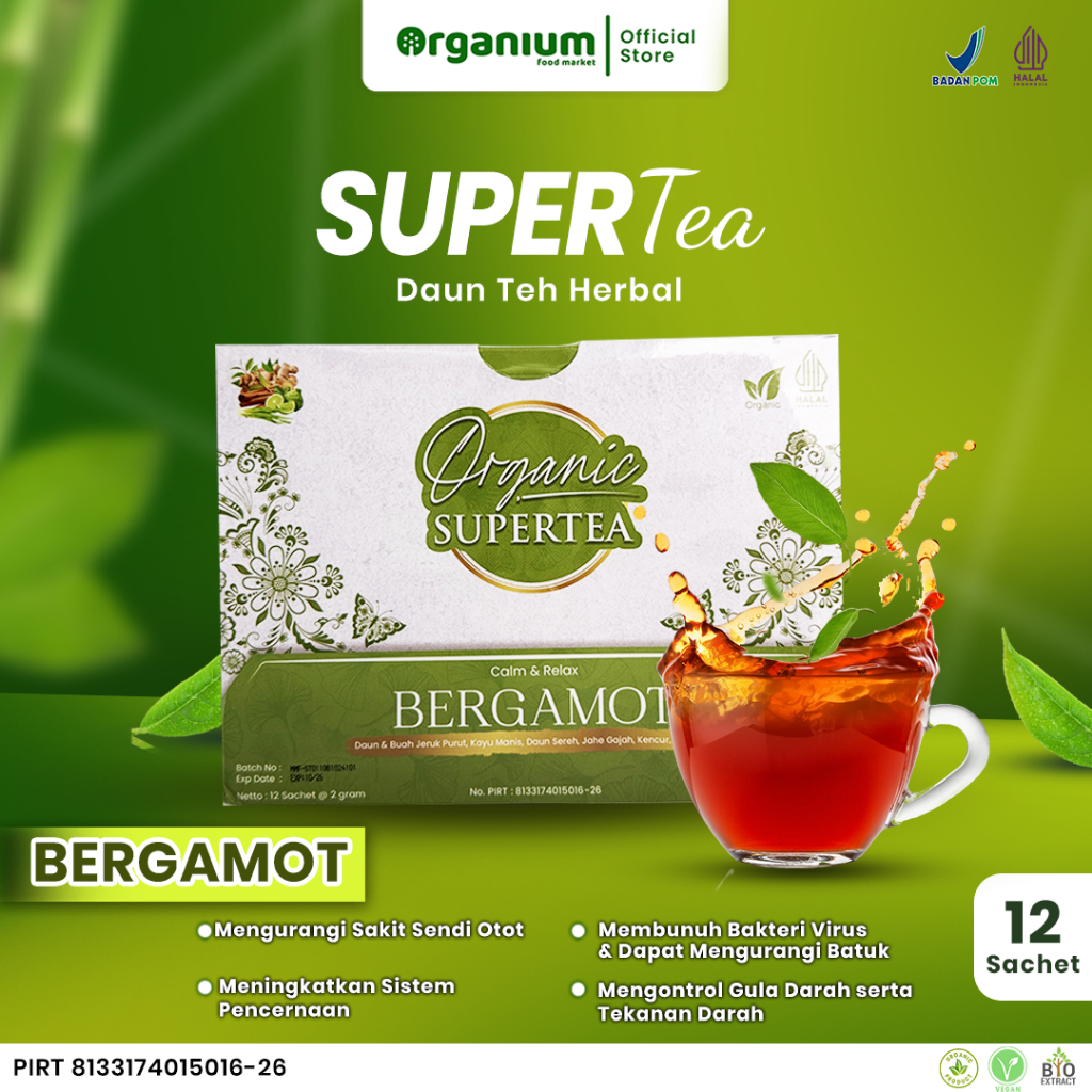 

Supertea Bergamot Natural WAKABA Teh Herbal untuk kontrol Gula dan Tekanan Darah 12 sachet - 2g