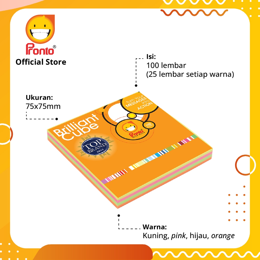 

Pronto Sticknotes Briliant Cube 100sheets (75 x 75 mm)