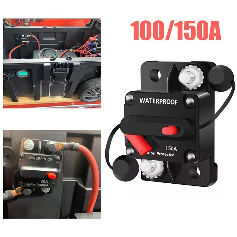 【COD】Circuit Breaker Fuse Reset DC12V-48V Circuit Breaker 100/150A Circuit Breaker DC Untuk Car/Boat