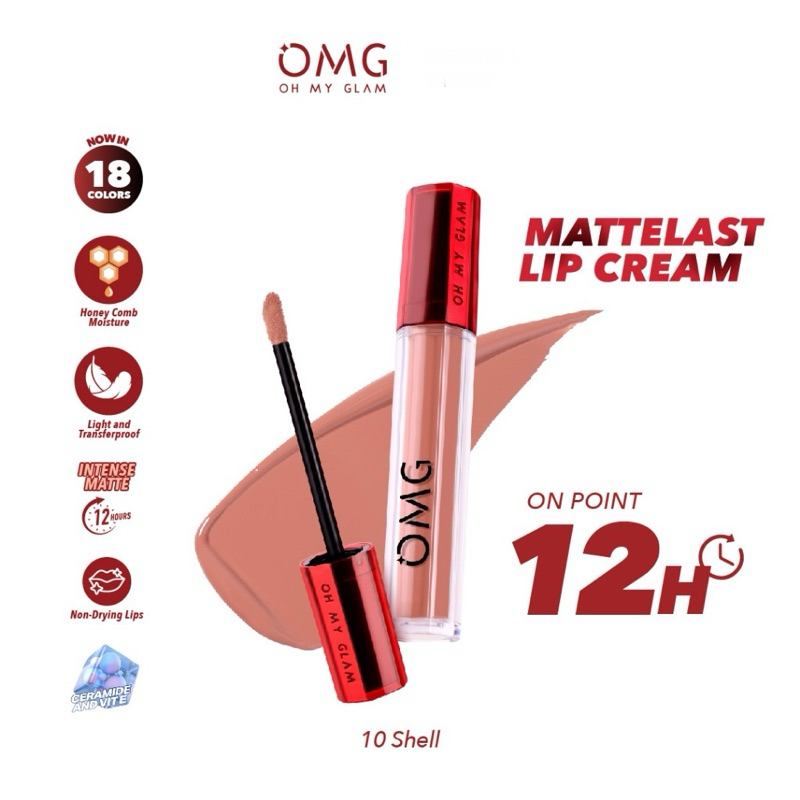 OMG OH MY GLAM Mattelast Lip Cream - Lip Cream Matte Dengan Warna Intense, Tahan Lama- NO 11, 12, 13