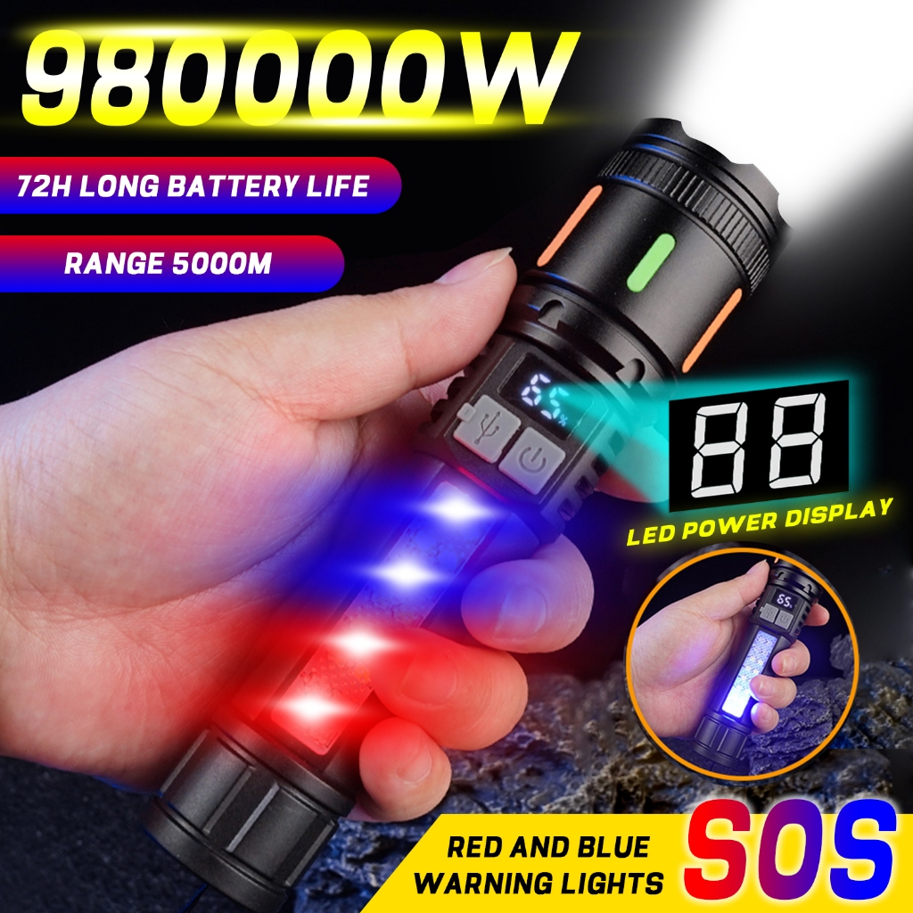 High Power LED Senter Swat Police Terbaik / Senter Led Rechargeable / Senter Cas Usb Zoom Jarak Jauh