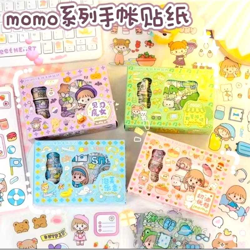 

Sticker MOMO ROL Isi 100 Lembar Stiker Waterproof Botol Minum Tumblr Kartun Viral Lucu Korea DIY