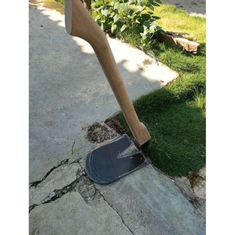 Cangkul sawah siap pakai - Cangkul Terek baja tanah anti lengket - pacul dan gagang terpasang - siap