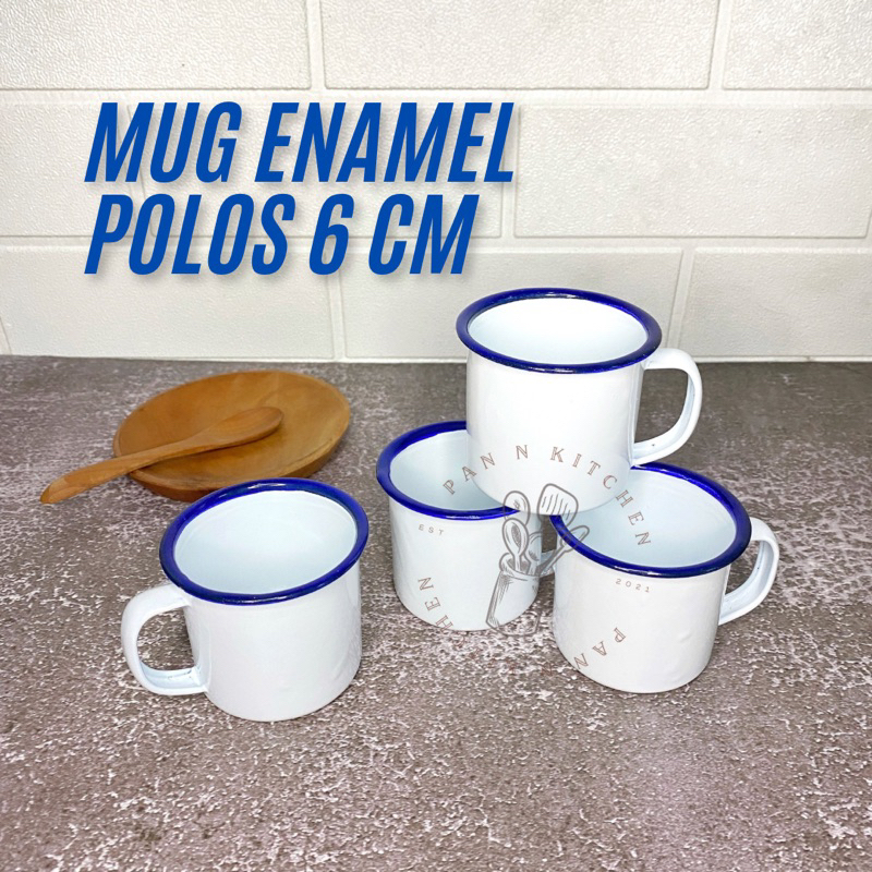 (1 PCS) Mug Cangkir Enamel Polos 6 cm / Gelas Mug Enamel Mini/ Gelas Teh Kopi Jadul/ Mug Jadul Vinta