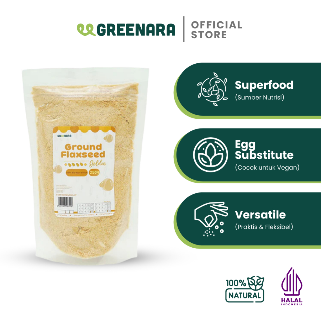 

Greenara - Bubuk Biji Rami Emas 250gr / Ground Golden Flaxseed