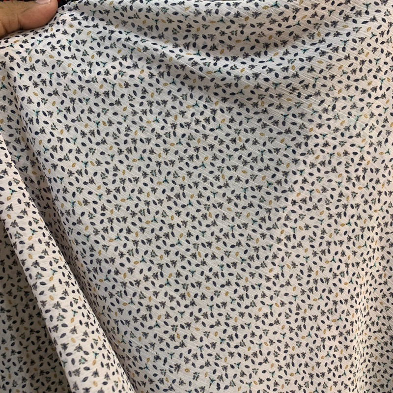 kain sifon yoryu motif bunga kecil - kain sifon motif - kain sifon yoryu premium