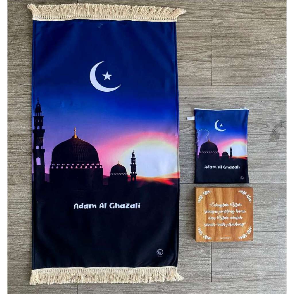 Sajadah Anak Boivo, Free Custom Nama, Lapis Busa  Anti Slip, include Tas, Lembut dan Nyaman -Mosque 