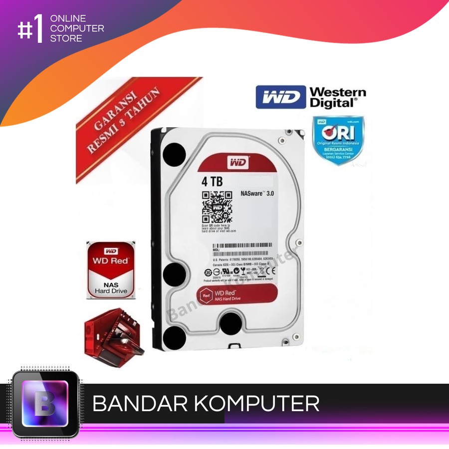 Harddisk Internal WD Red 4TB 4 TB NAS - HDD Hardisk PC SATA 3.5" RESMI