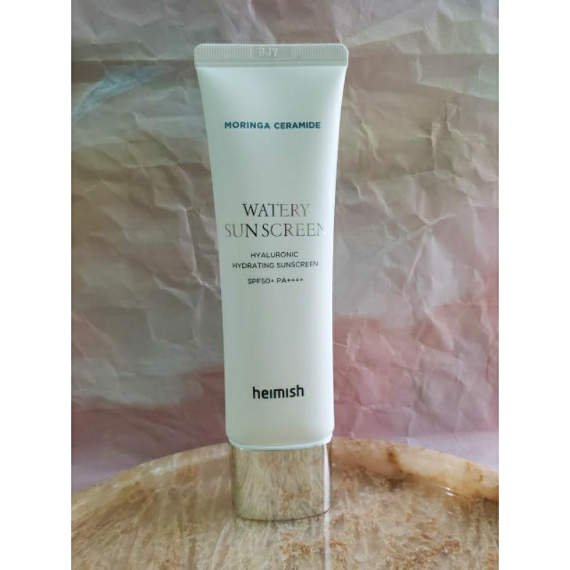 (Preloved) Heimish Moringa Ceramide Hyaluronic Hydrating Watery Sunscreen 50ml