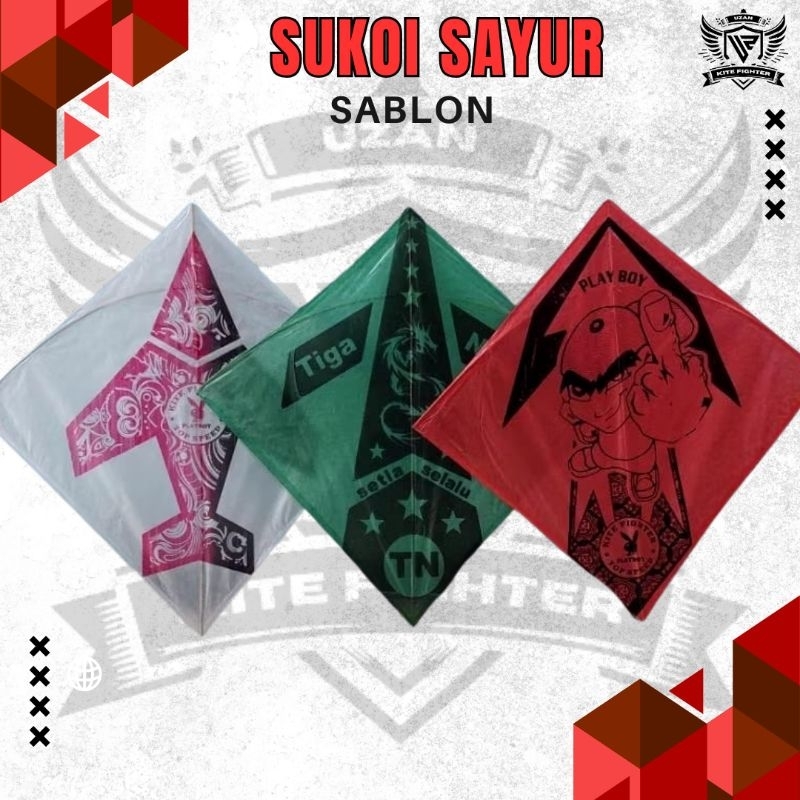 layangan sukoi sayur sablon kertas minyak + kardus packing