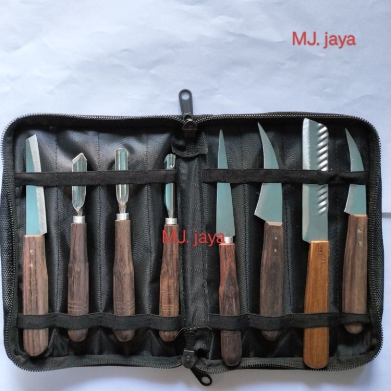 pisau garnish isi 8 lengkap dengan dompet/ pisau carving/pisau ukir buah