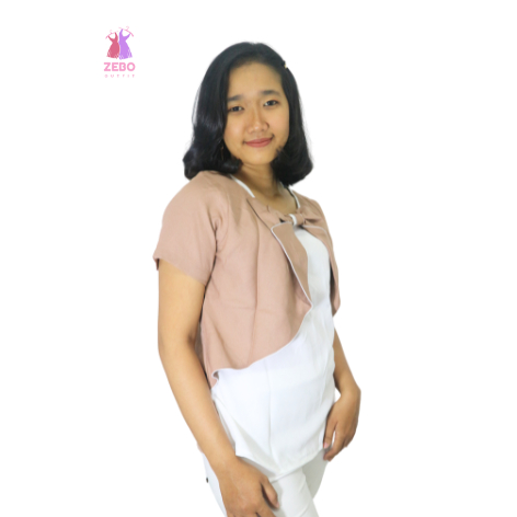 Zebo Outfit Timi Blouse Top Perempuan Baju Atasan Wanita Bolero Cardigan Blazer Pita Lengan Pendek