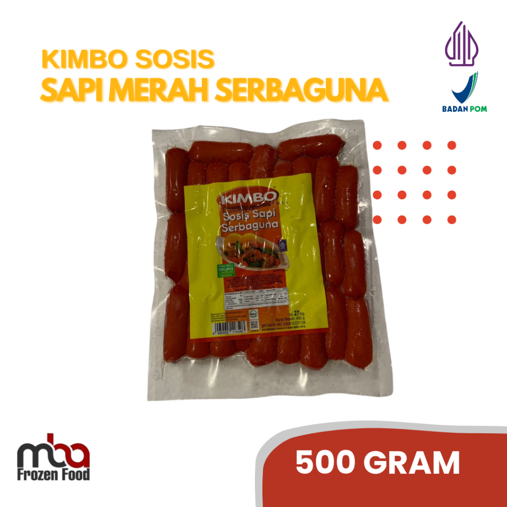 

Kimbo Sosis Sapi Cocktail Serbaguna (27pcs) 450 Gram /Sosis /Ayam /Sapi /Frozenfood /Camilan /Snack /Makananringan /Lauk /Dagingcincang /Daging /Sate /Bakar /Goreng /Sop /Masak /Masakan