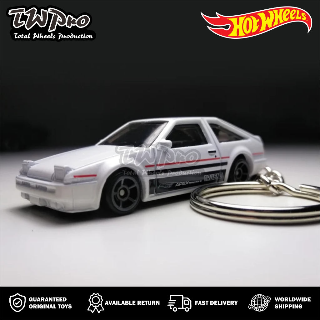GANTUNGAN KUNCI Hot Wheels Toyota AE86 Sprinter Trueno - White - Putih - HW HATCHBACKS -  - KEYRING 
