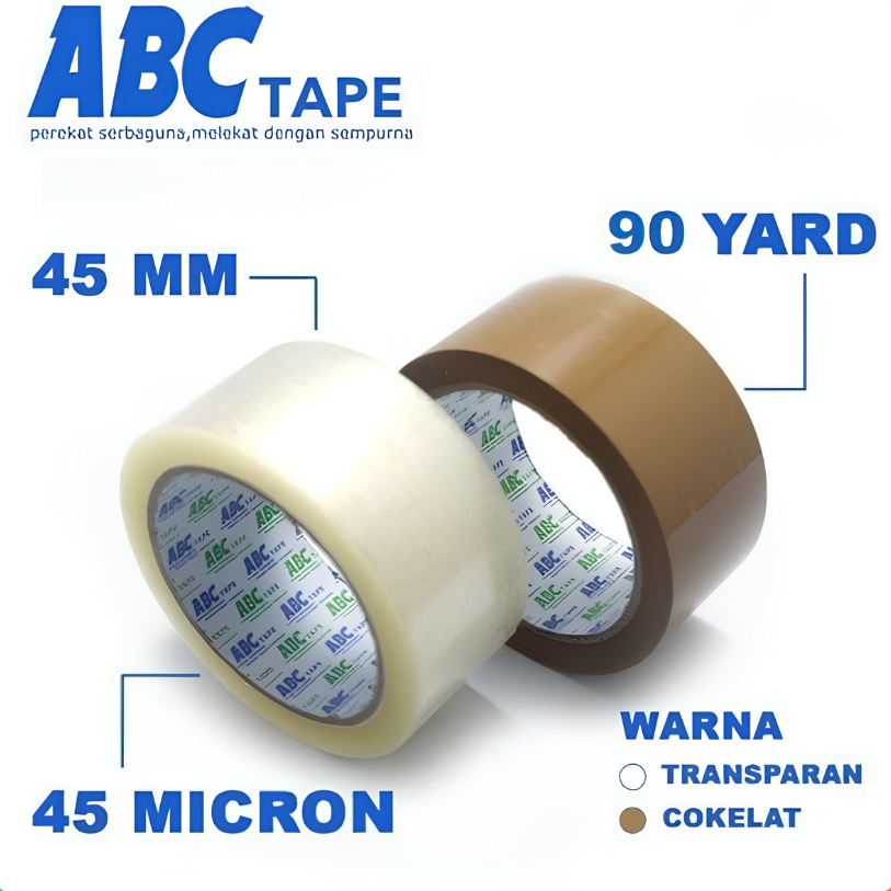 

ABC Lakban Serbaguna 45 mm x 90 Yard Warna Transparan & Coklat