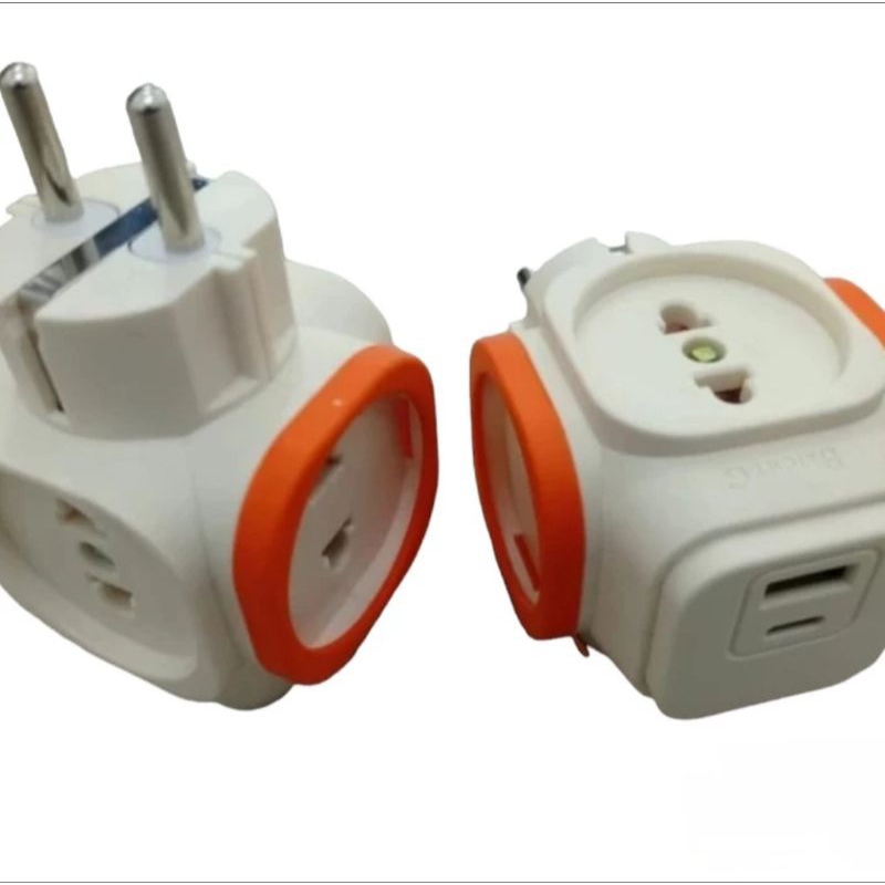 Steker T Arde Mini Serbaguna + USB Bright-G BG-6814 | T Bright-G BG 6814 BG6814