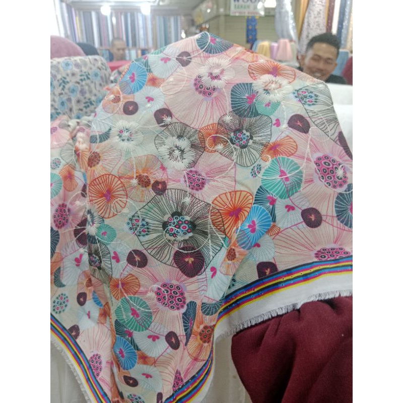 Bahan Kain Katun Jepang 100%Ori Katun Bordir Jepang Motif