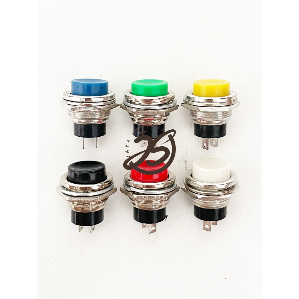 PUSH ON BESI DS 212 PUSH BUTTON DS 212 SWITCH 2 PIN DS-212 METAL SAKLAR BULAT 16mm DS212 PUSH BUTTON