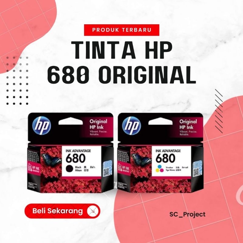 HP ink Tinta 680 Black dan tri-color HP 680/HP680B atau HP680C original ink