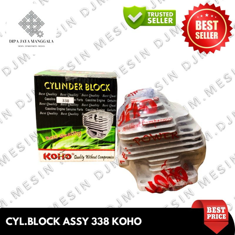 DJM - CYLINDER BLOCK ASSY Tipe 338 KOMPLIT dengan Piston Mesin Potong Rumput Mesin babat Rumput KOHO