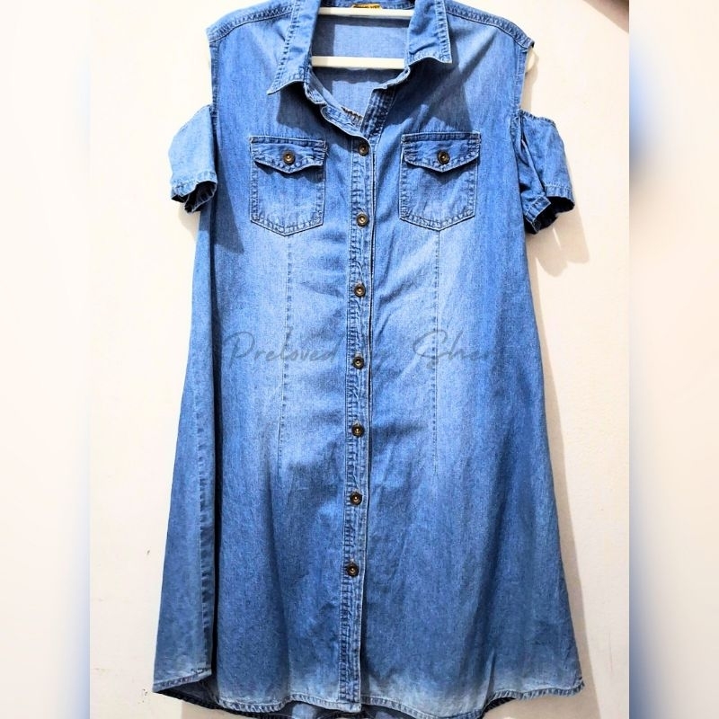 Denim Dress Wanita Lengan Pendek
