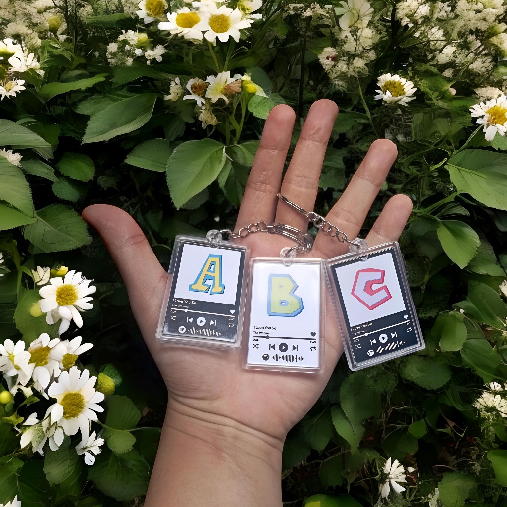 (Model 1) Keychain Huruf Ganci Inisial Gantungan Kunci Huruf Keychain Akrilik