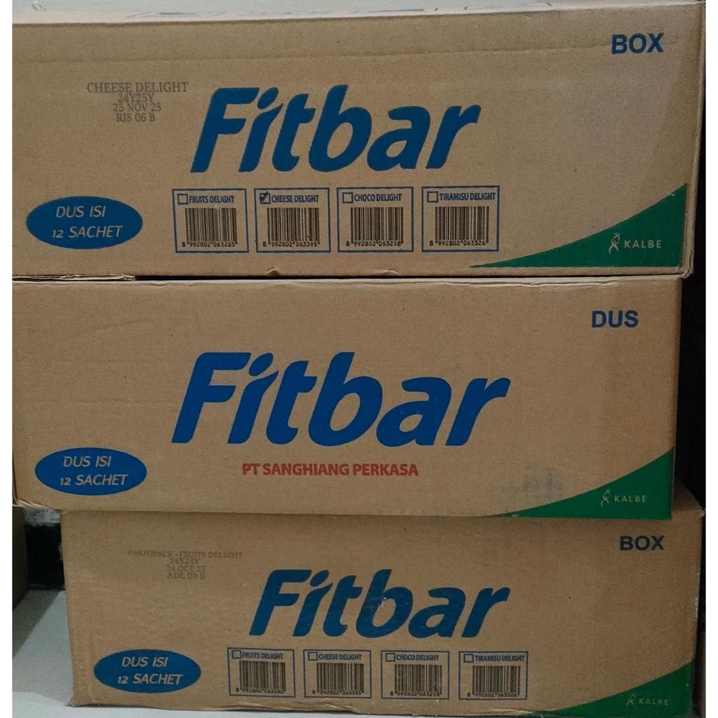 

Fitbar 1 Karton/Dus | 6 Box | 72Pcs | Tiramisu,Cokelat,Keju,Fruits