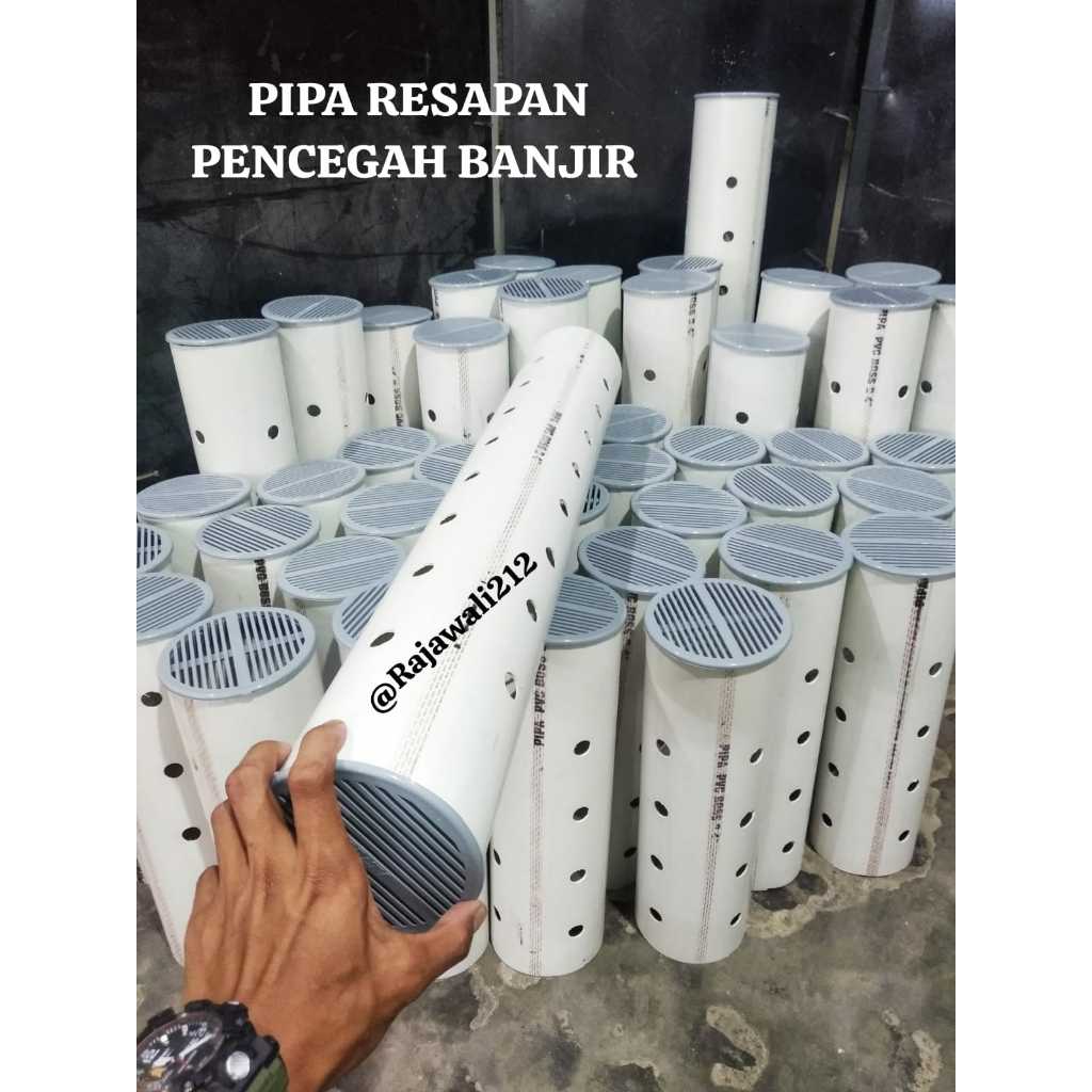 Pipa PVC Paralon Pipa Resapan Biopori 4inch Panjang 100cm + Sudah Termasuk Tutup dop saringan