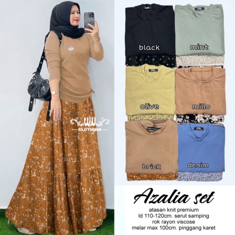 WW - Azalia Set Rok Wanita •  Knit Premium Serut Samping Rok Rayon Viscose