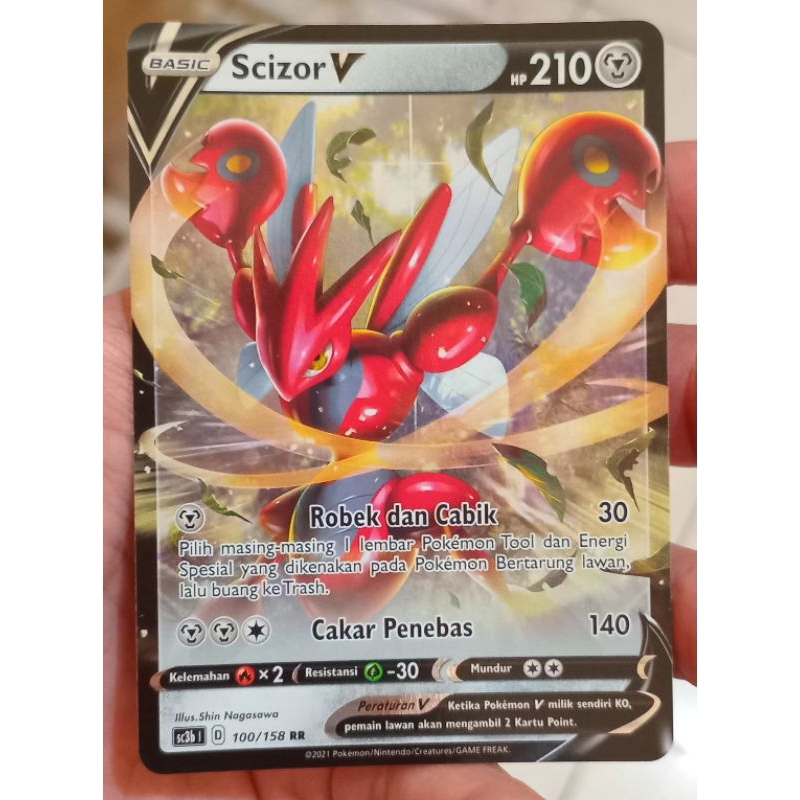 KARTU POKEMON SCIZOR V RR INDONESIA HOLO