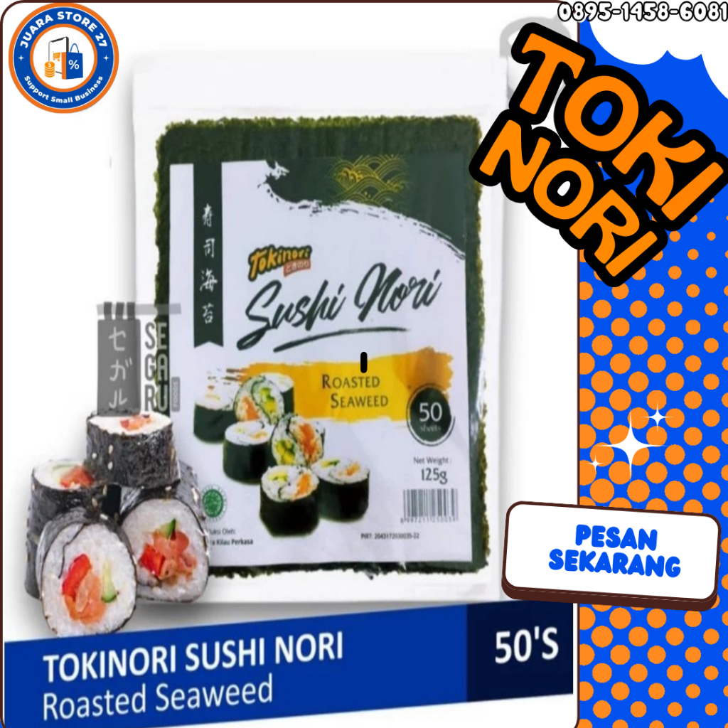 TOKINORI HALAL SUSHI NORI SEAWEED RUMPUT LAUT 50 SHEETS/LEMBAR (PK)