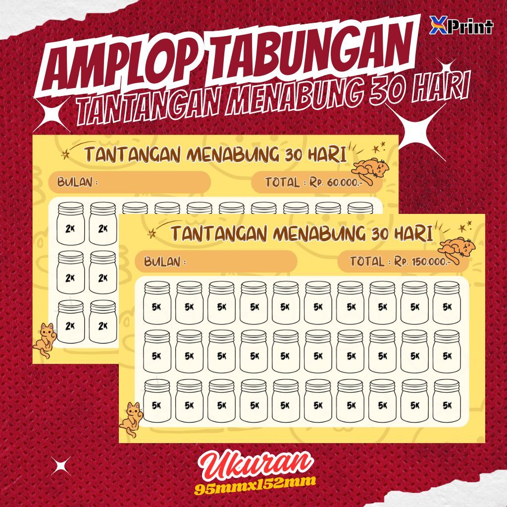 

Amplop tantangan menabung 30 Hari / Amplop menabung (Minimal Order 5 Pcs)