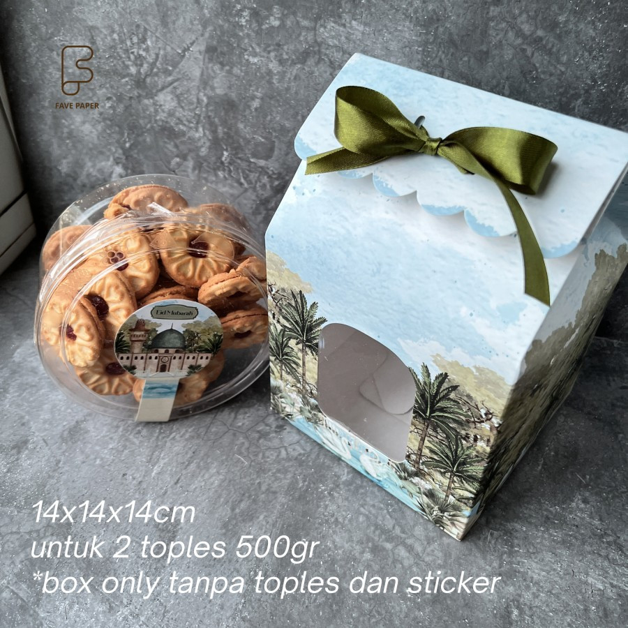 

box motif al aqsa series dus hampers 500 gram ukuran 14x14x14 cm