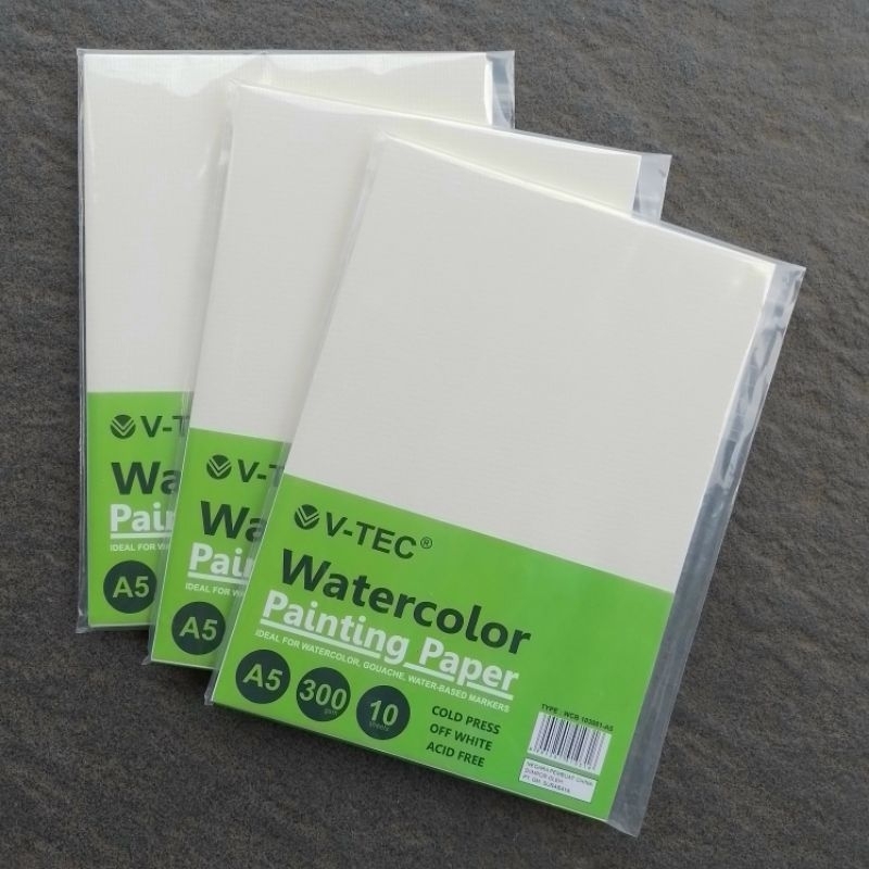 

Kertas Lukis Cat Air Water Color Paper V-TEC A5 300 Gsm Cold Pressed ( Pcs ) [Original ]