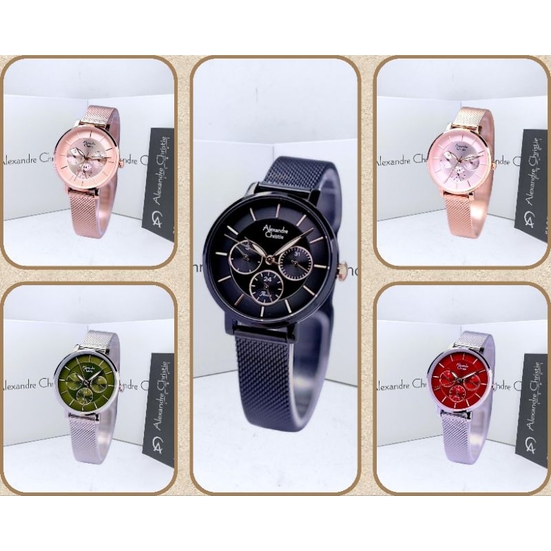 Jam Tangan Wanita Alexandre Christie 2870 AC2870 AC 2870 Tali Besi Pasir / Stainless steel