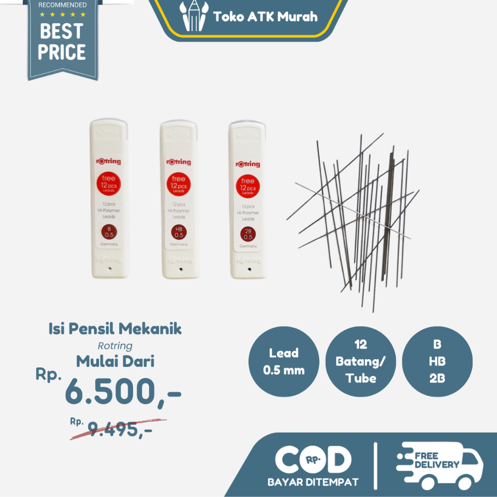 

Isi Pensil Mekanik Rotring 0.5 - 2B / 05 - B / 0.5 - HB