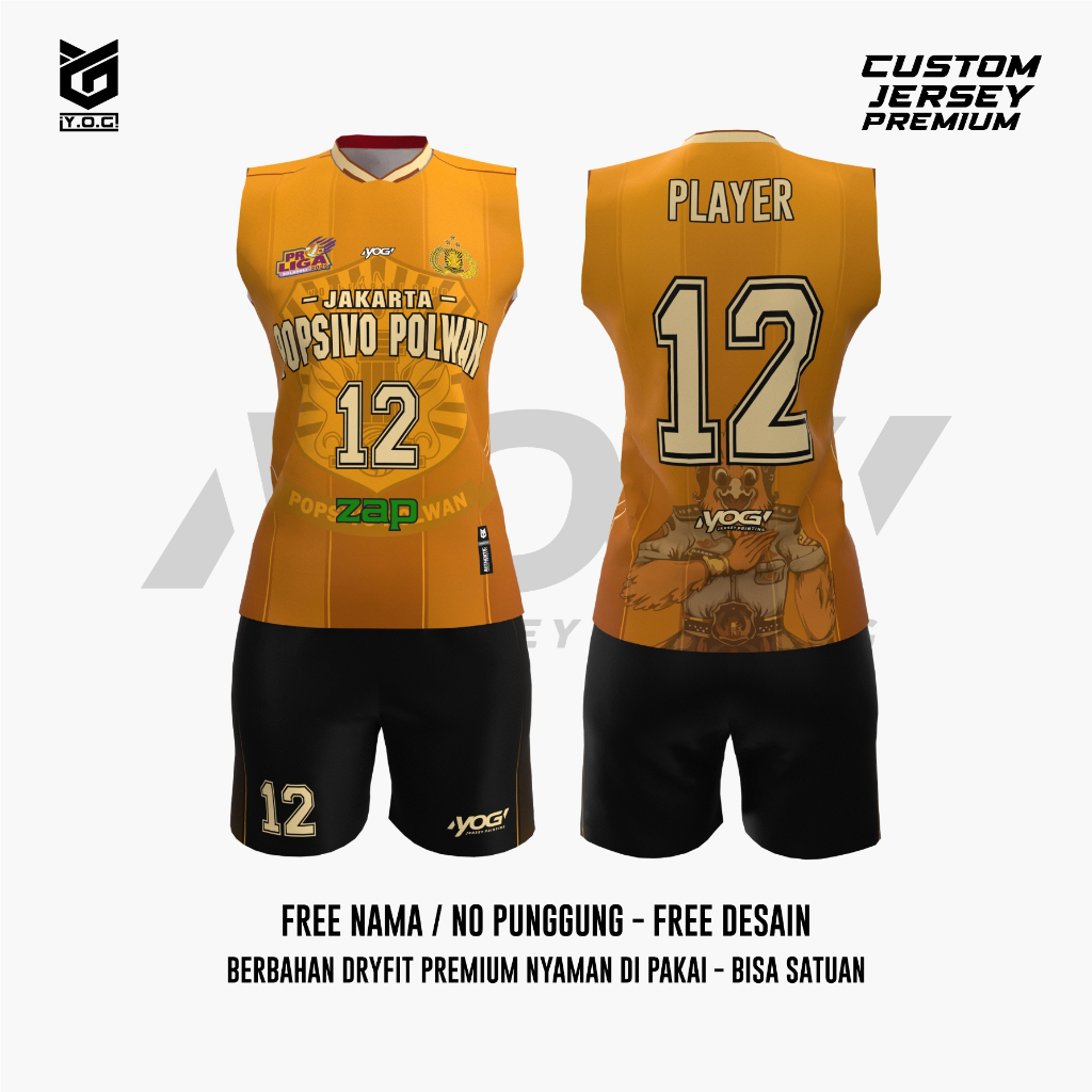 JERSEY TANDING POPSIVO (KUNING) PROLIGA 2025 PREMIUM - PREORDER [ BISA CUSTOM NAMA & NOMOR  | BAJU V