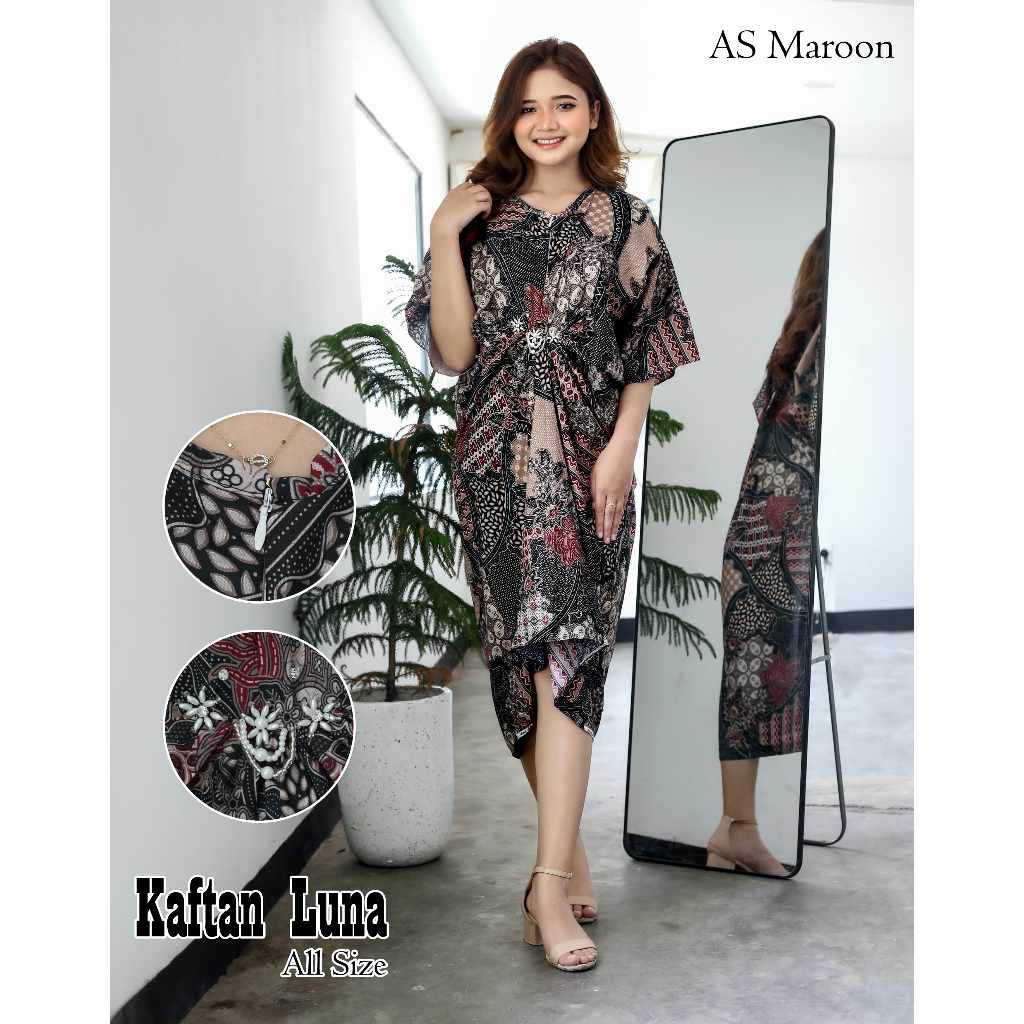 Dress Kaftan Batik Pesta Kondangan Remaja Modern Dress Batik Luna Jumbo ld 130