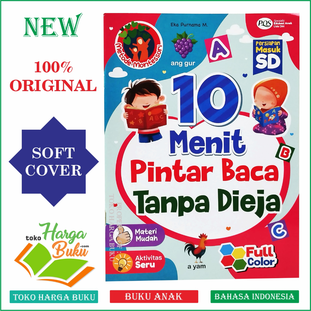 Foto 10 Menit Pintar Baca Tanpa Dieja FULL COLOR Materi Mudah Aktivitas Seru Buku Anak Metode Montessori Persiapan Masuk SD - PQS
