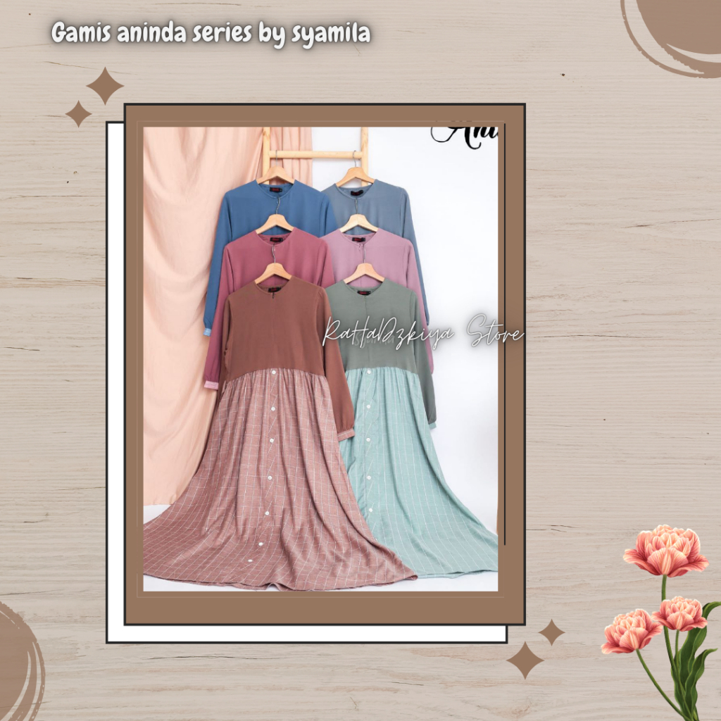 Gamis set syari dewasa remaja ready stok size XL XXL Aninda by Syamila bs COD