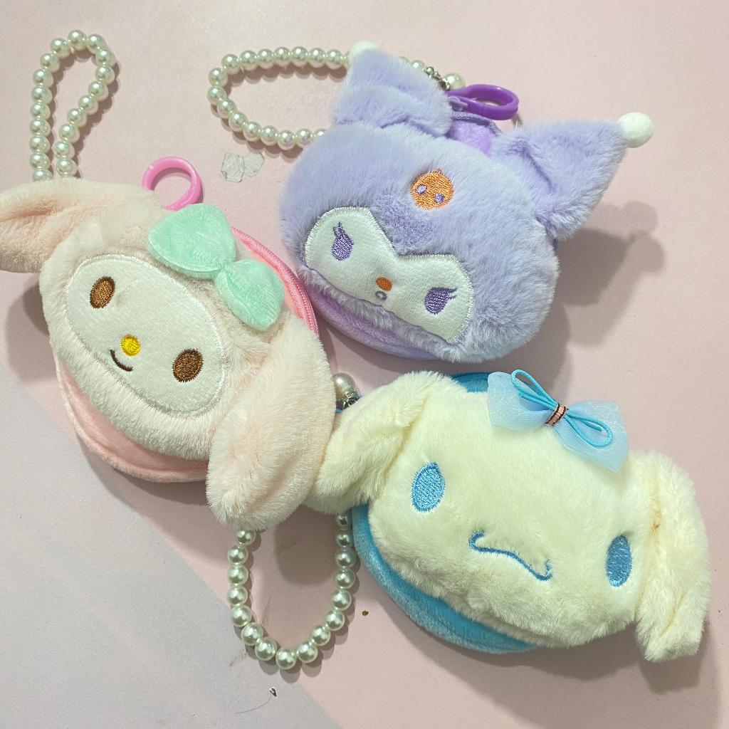 Dompet koin mini karakter SANRIO BULU Gantungan dompet Boneka Anak Perempuan Coin Wallet Karakter
