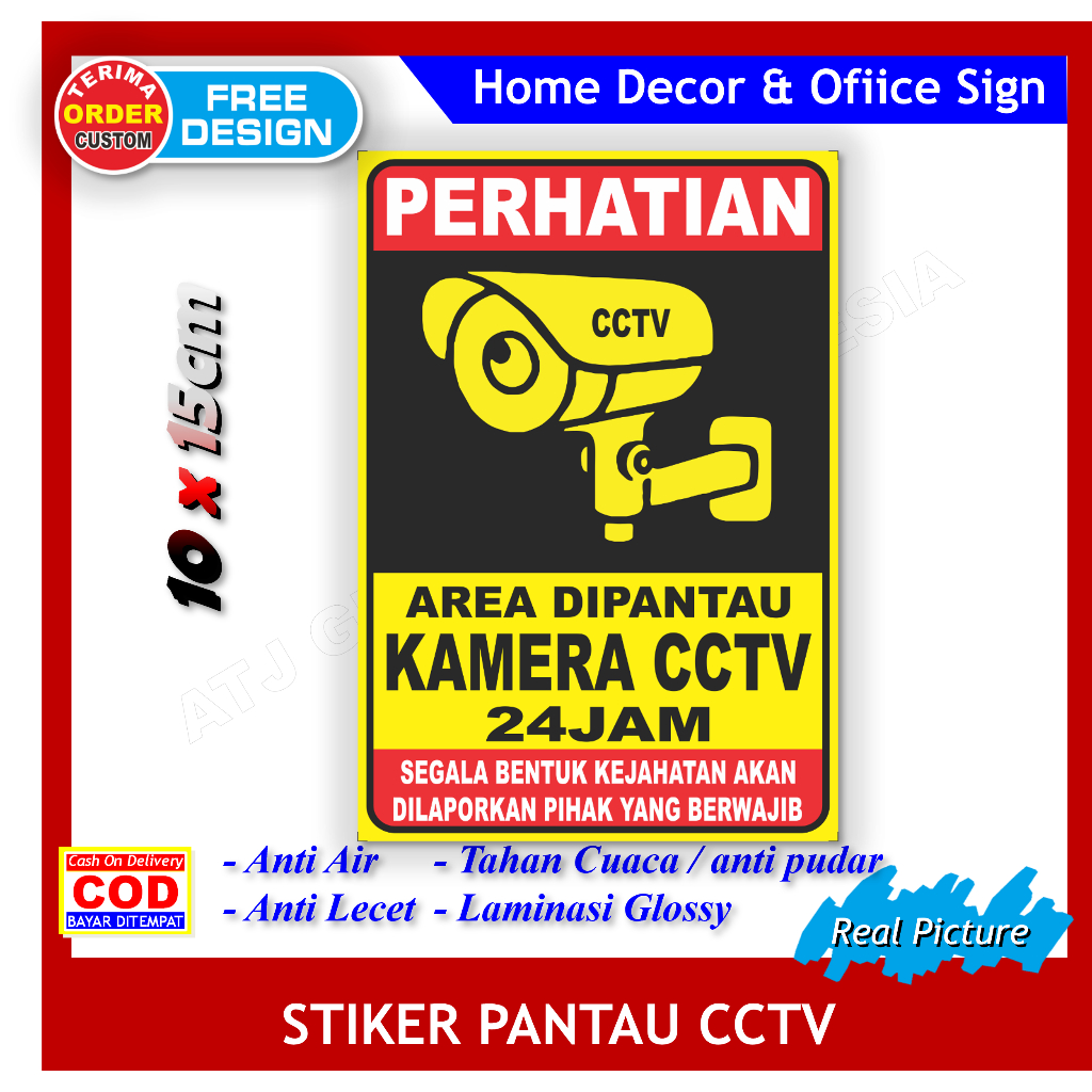 

Stiker CCTV area diawasi 24 jam anti kejahatan sticker keamanan lingkungan anti maling pencurian