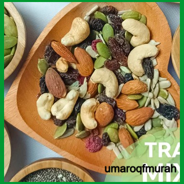 

Super Trail Reguler 5 Mix dan Reguler 9 Mix Kemasan Pouch 500 gr (Almond, Cranberry, Pumpkin Seed, Cashew, Raisin, Sunflower Seed)