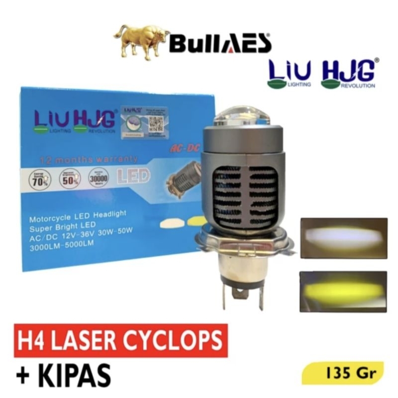 Lampu LED H4 Laser Hi Loo Beam H4 Cyclops Kipas 30 Watt HJG
