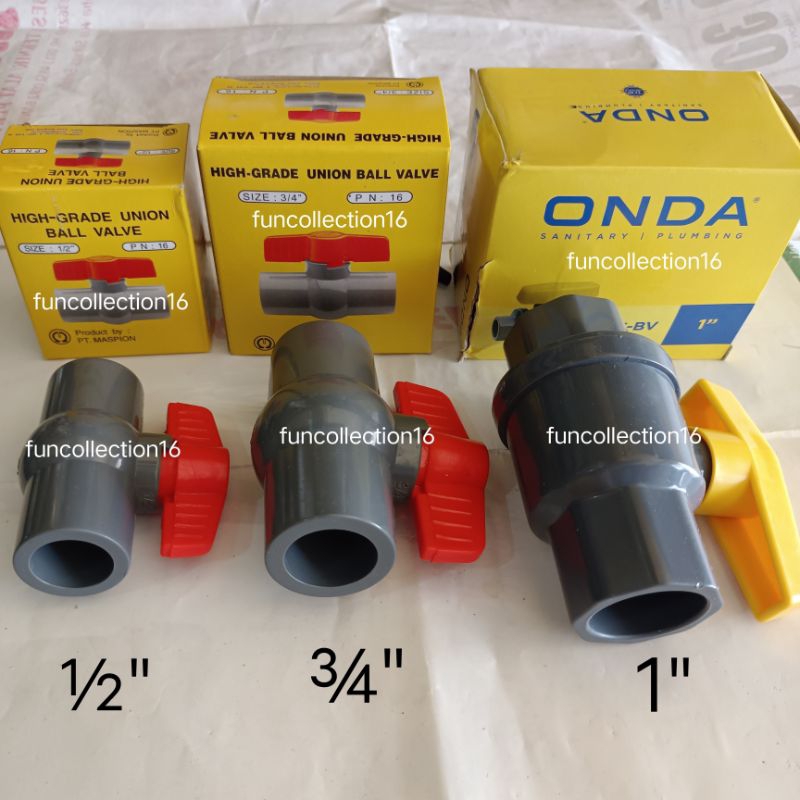 Stop Keran Air Plastik PVC Ball Valve Polos ONDA Maspion 1/2inc 3/4inc 1inc