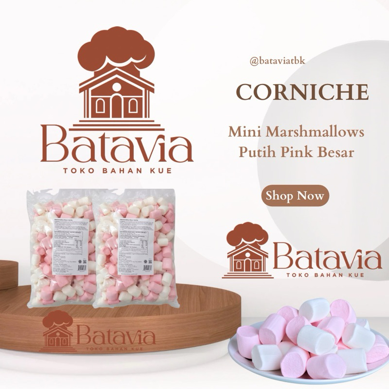 

Corniche Marshmallows Putih Pink Besar 250g | Marshmallow Besar