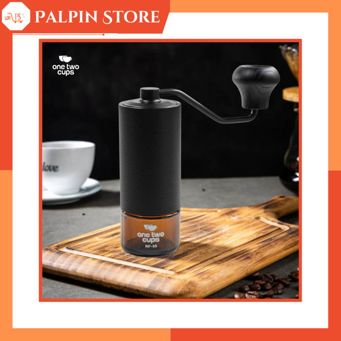 Alat Penggiling Kopi Manual One Two Cups KF-15, 12 Tingkat Kehalusan, Desain Ergonomis