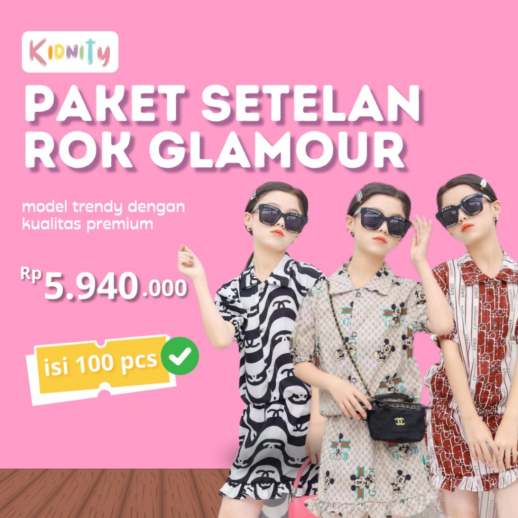 Paket usaha baju anak / Paket hemat baju anak / Paket setelan rok glamour / Paket baju anak